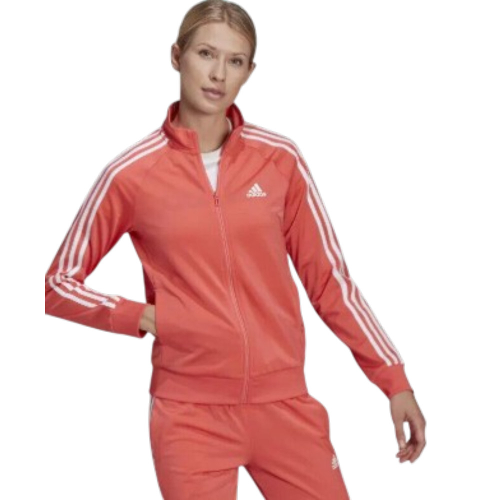 adidas Primegreen Essentials Warm-Up Coral Slim 3-Stripes Track Jacket Small 4-8